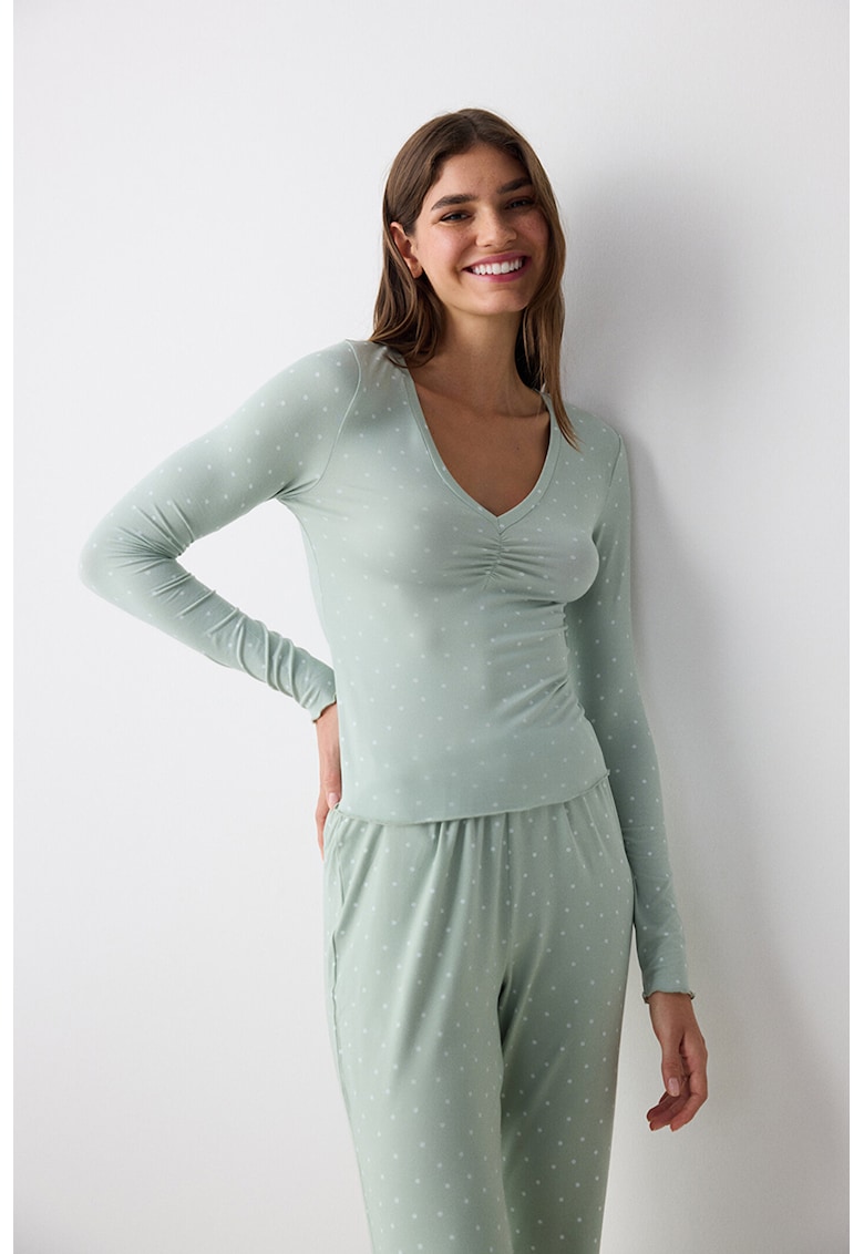 Bluza slim-fit de pijama - Verde pal
