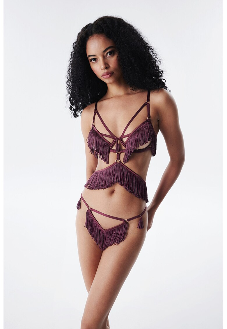 Sutien cu franjuri decorative - Violet tyrian