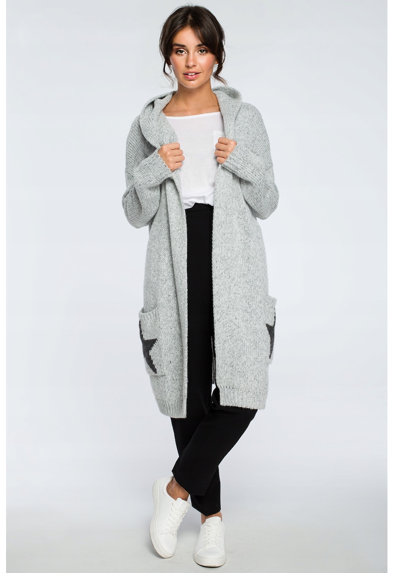 Cardigan lung cu gluga - Maneci lungi