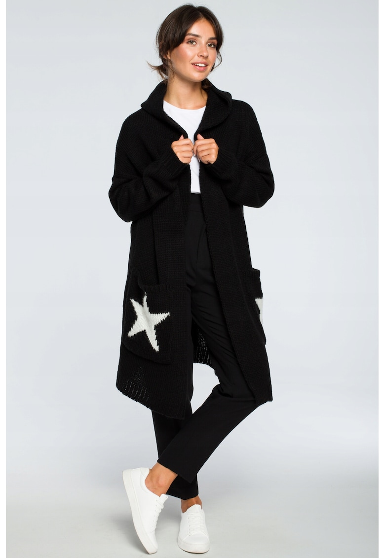 Cardigan lung cu gluga - Maneci lungi