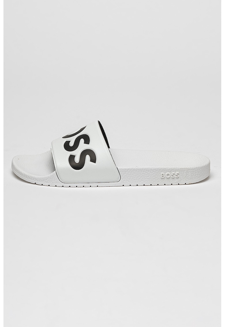 Papuci cu logo Aryeh - Negru/Alb optic