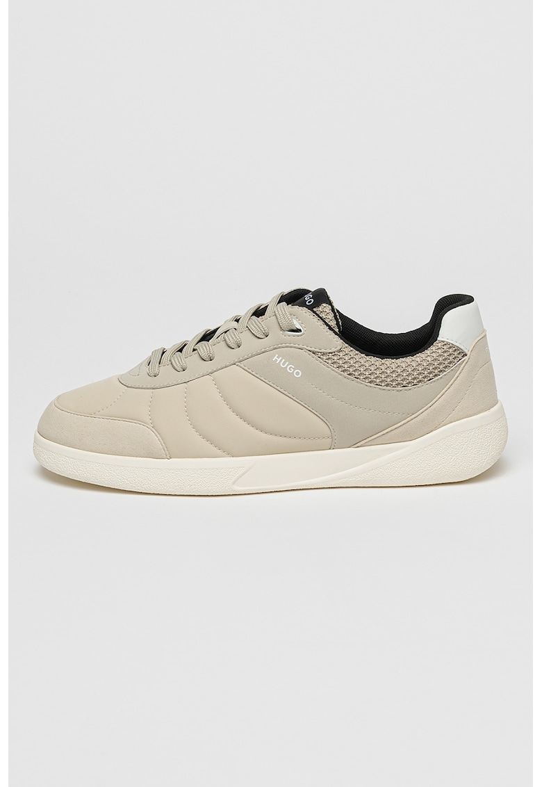 Pantofi sport de piele ecologica si material textil - Bej deschis