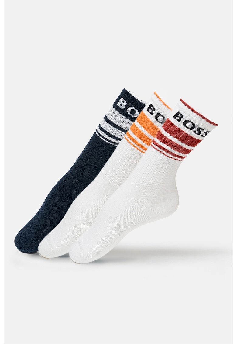 Set de sosete lungi - 3 perechi - Alb optic/Bleumarin