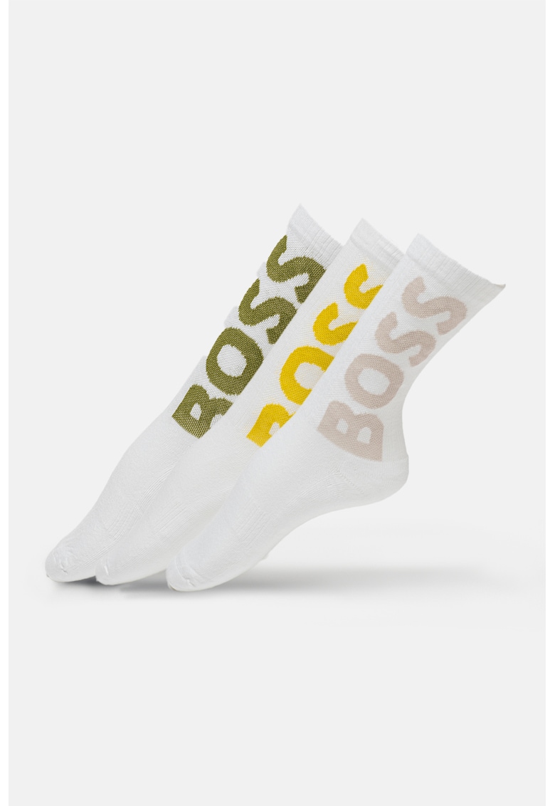 Set de sosete lungi cu logo supradimensionat - 3 perechi Set de sosete lungi cu logo supradimensionat - 3 perechi