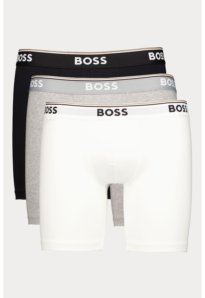 Set de boxeri cu banda logo in talie - 3 perechi - Negru/Gri/Albastru