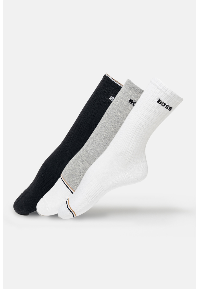 Set de sosete lungi cu detaliu logo - 3 perechi