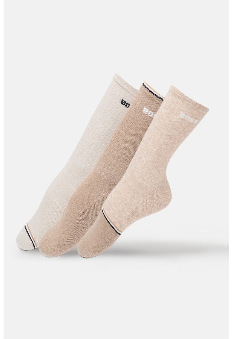 Set de sosete lungi cu detaliu logo - 3 perechi