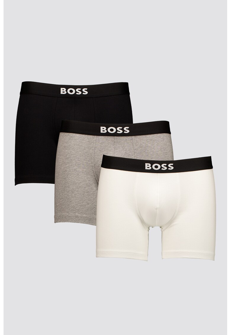 Set de boxeri cu logo One - 3 perechi - Alb/Negru/Gri melange