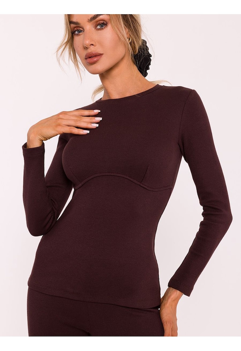 Bluza pentru dama -  cu maneci lungi - bumbac - visiniu