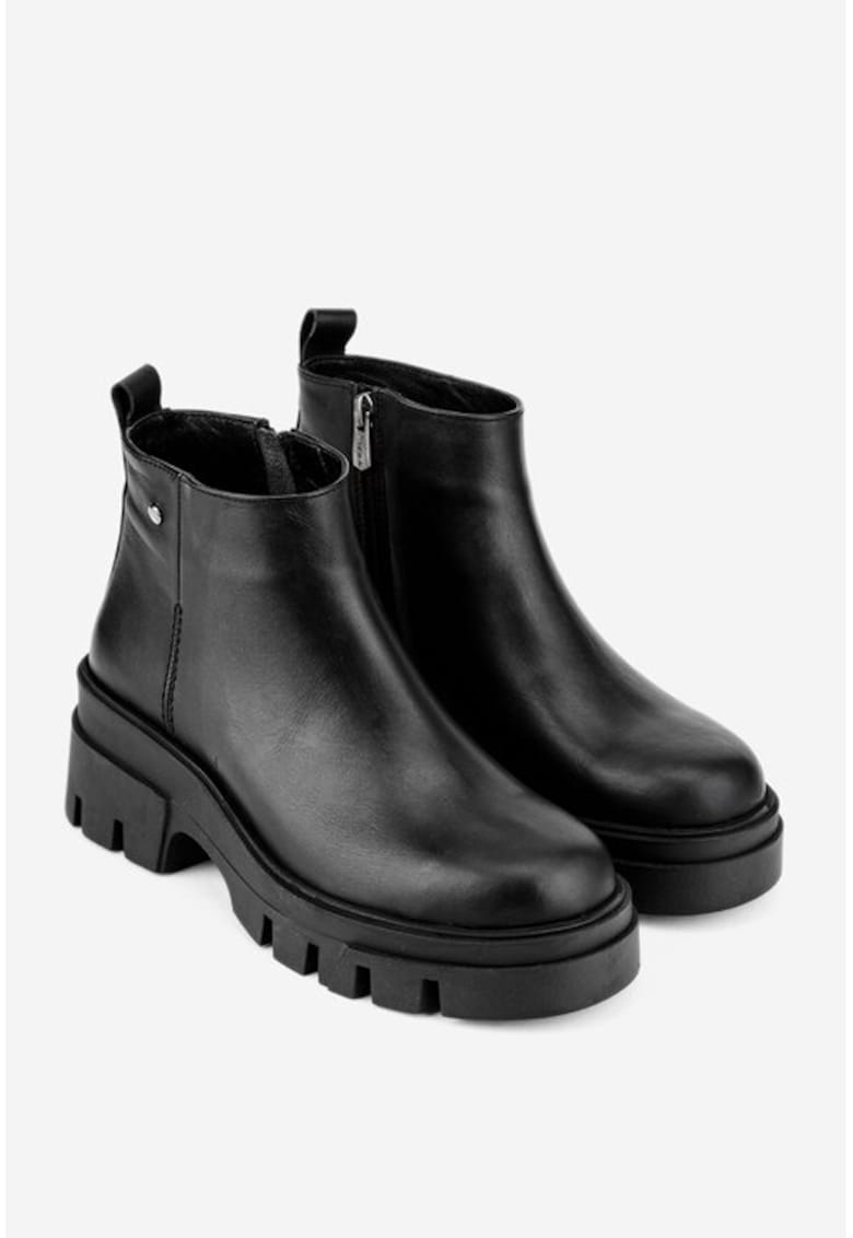 Ghete negre din piele naturala cu fermoar 38 - Negru