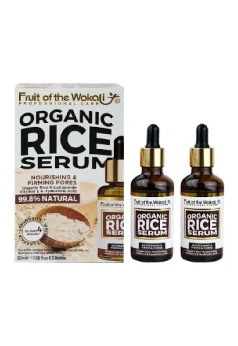 Set 2 Seruri Antirid si Fermitate -  Organic Rice Serum - cu Orez - Vitamina E si Acid Hyaluronic - 2 x 50 ml