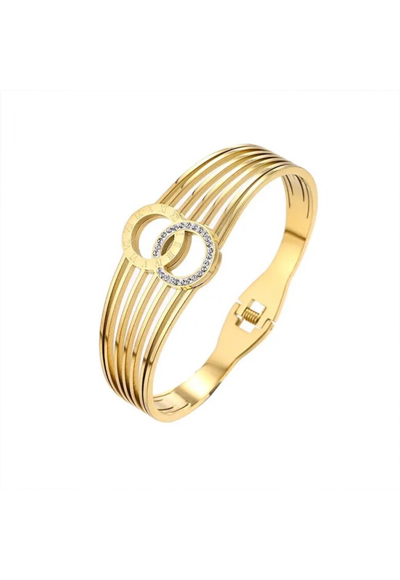 Bratara din otel inoxidabil cu zirconiu - cifre romane - multicolor - 19cm