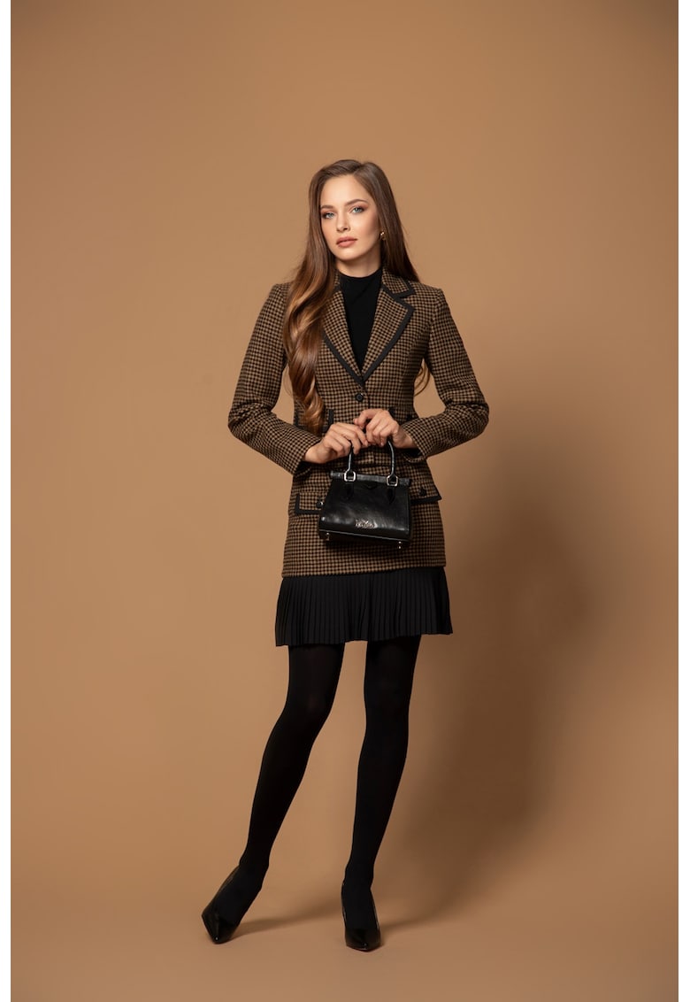 Sacou cu imprimeu Houndstooth din amestec de lana virgina -