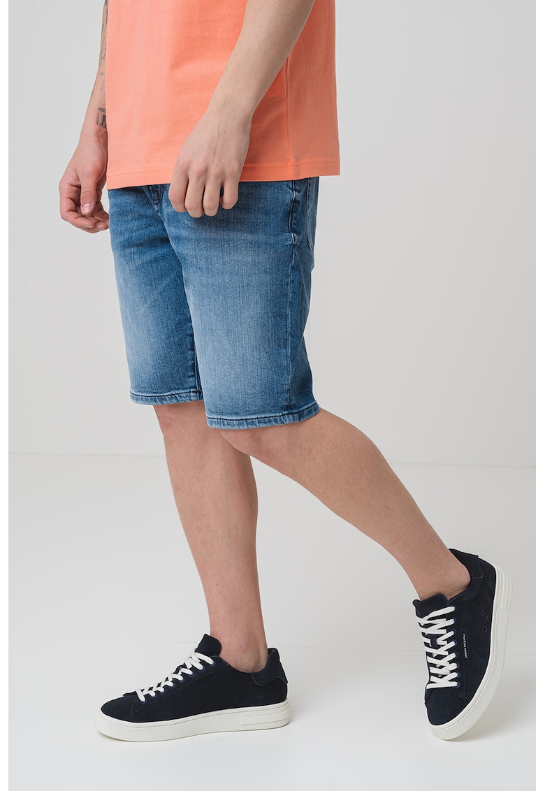 Bermude din denim cu aspect decolorat