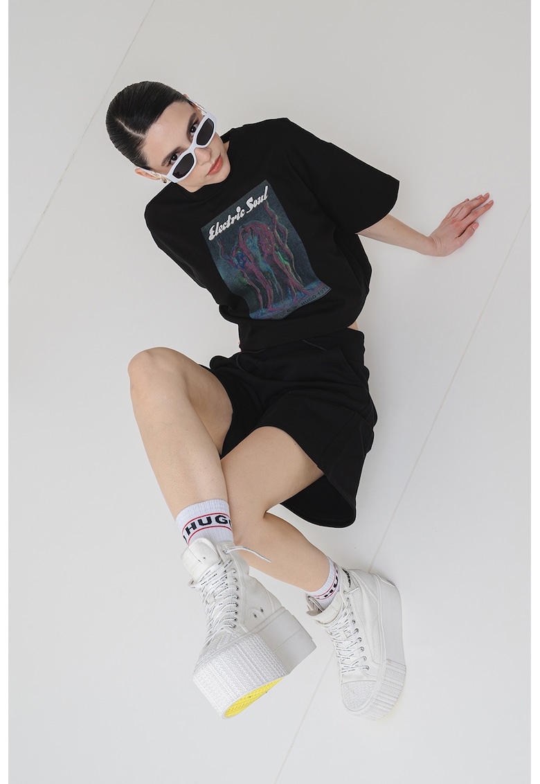 Tricou crop cu imprimeu foto