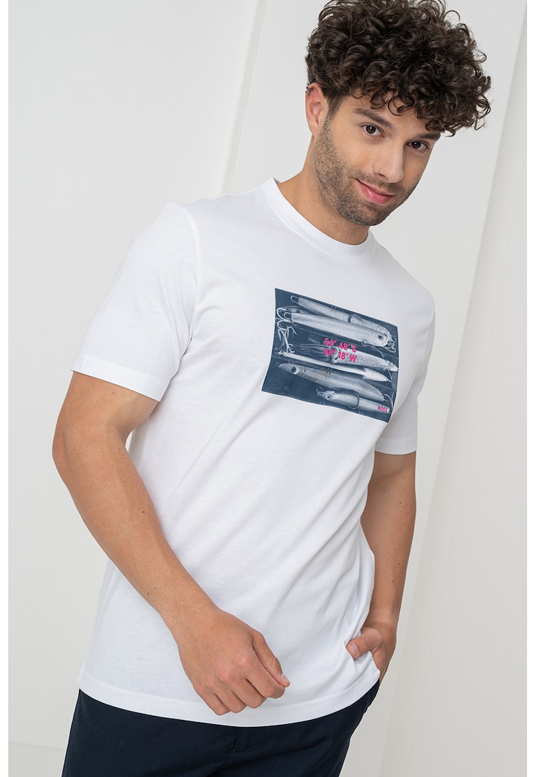 Tricou cu imprimeu si decolteu la baza gatului Dune