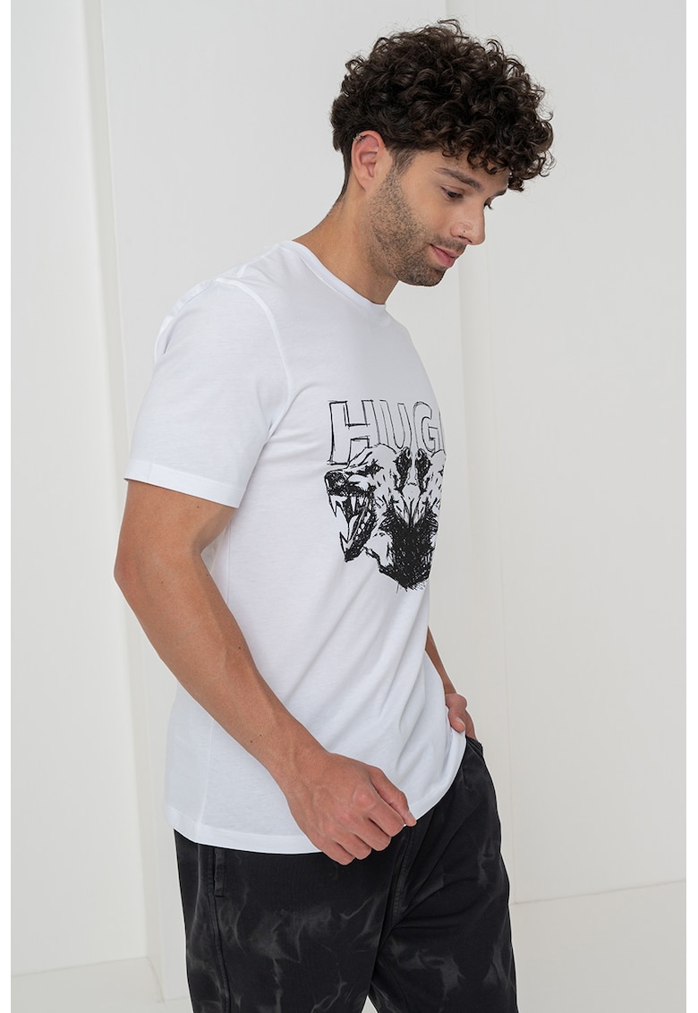 Tricou din bumbac cu imprimeu logo - Negru/Alb optic