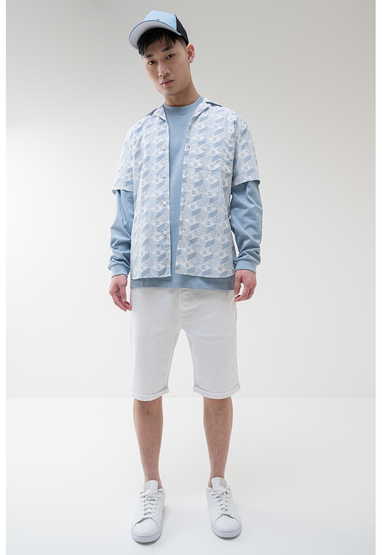 Camasa cu model logo Ellino - Alb/Albastru deschis