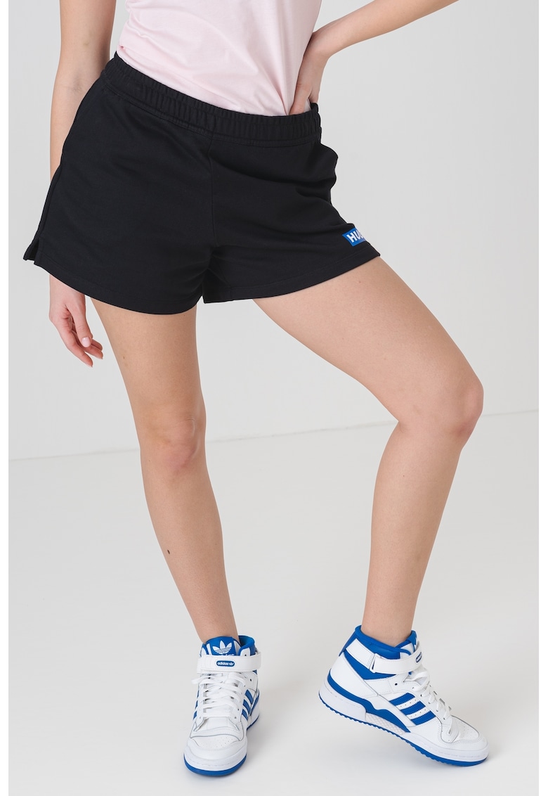 Pantaloni scurti cu talie medie si elastica - Negru