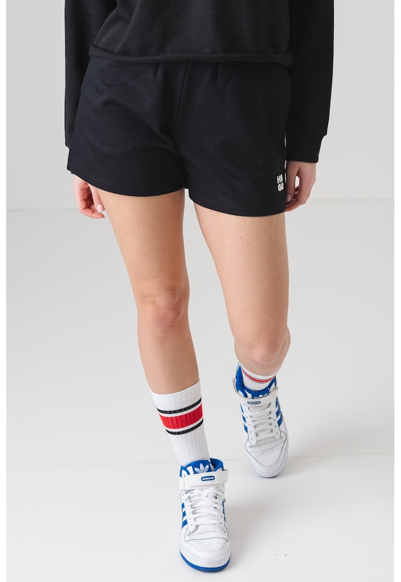 Pantaloni scurti din bumbac cu logo Ninosta - Negru