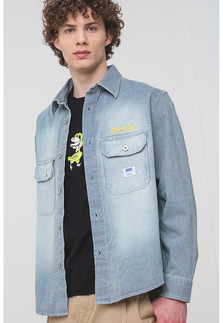 Jacheta-camasa decolorata - in dungi - din denim