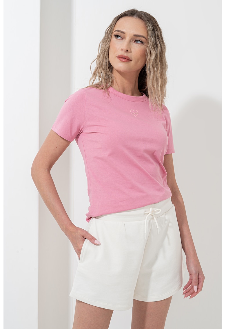 Tricou cu decolteu la baza gatului si inima discreta