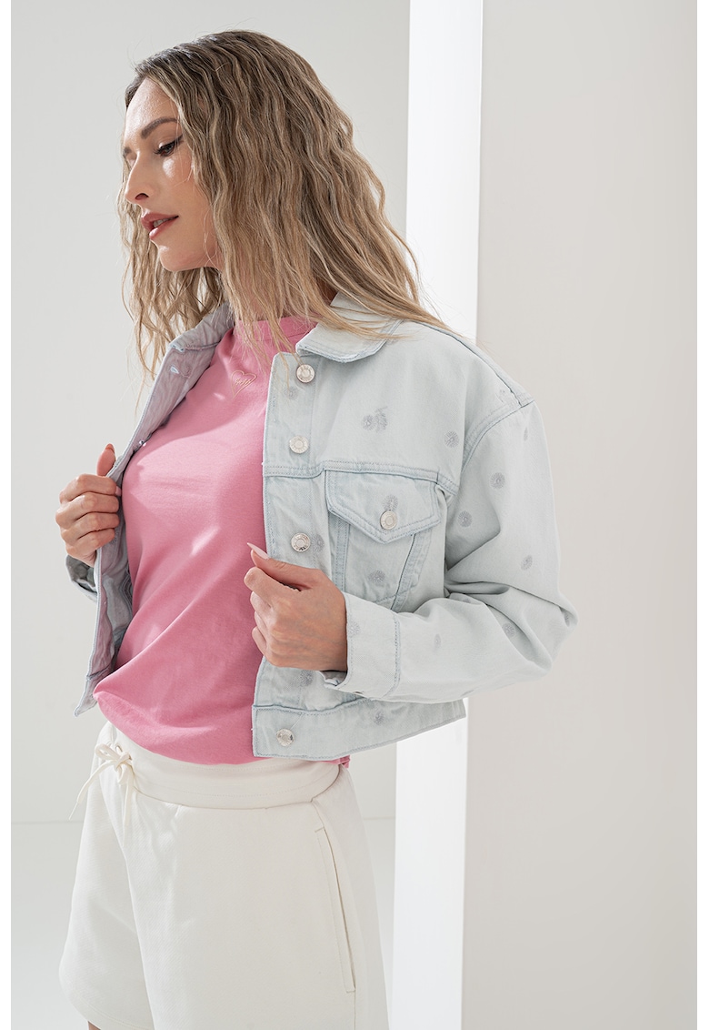 Jacheta din denim cu aspect decolorat Galatea