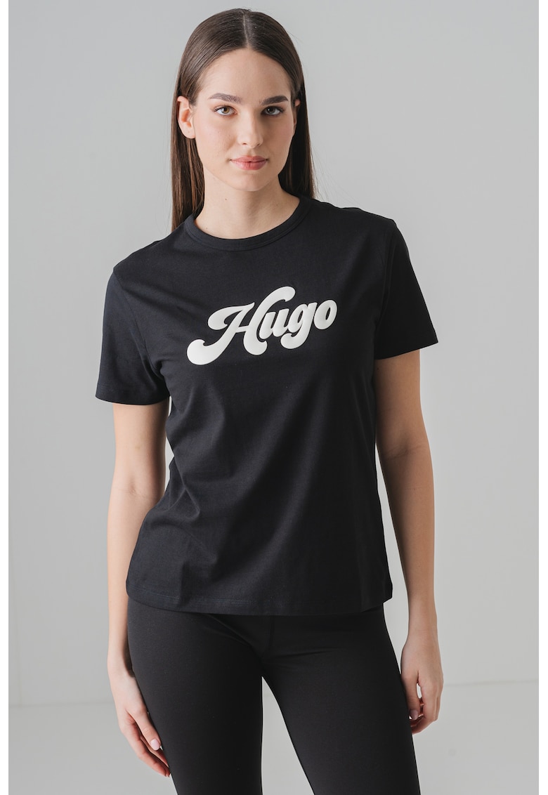 Tricou din bumbac cu logo in relief