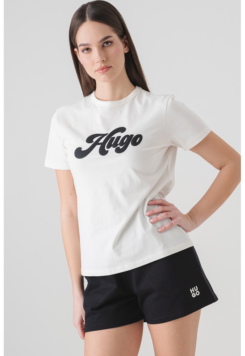 Tricou din bumbac cu logo in relief