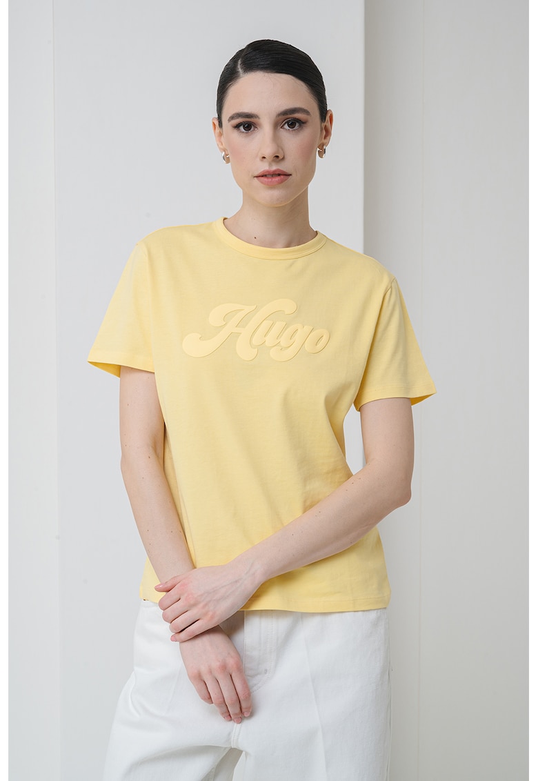 Tricou din bumbac cu logo in relief