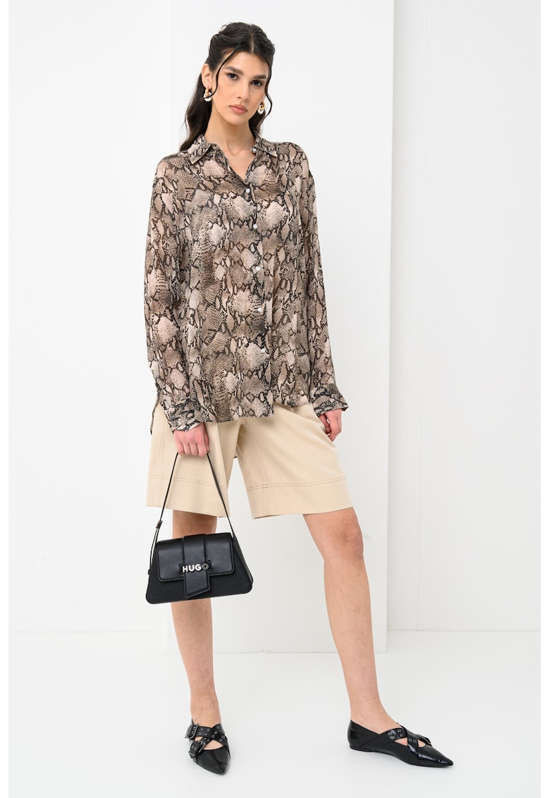 Camasa cu animal print si maneci cazute