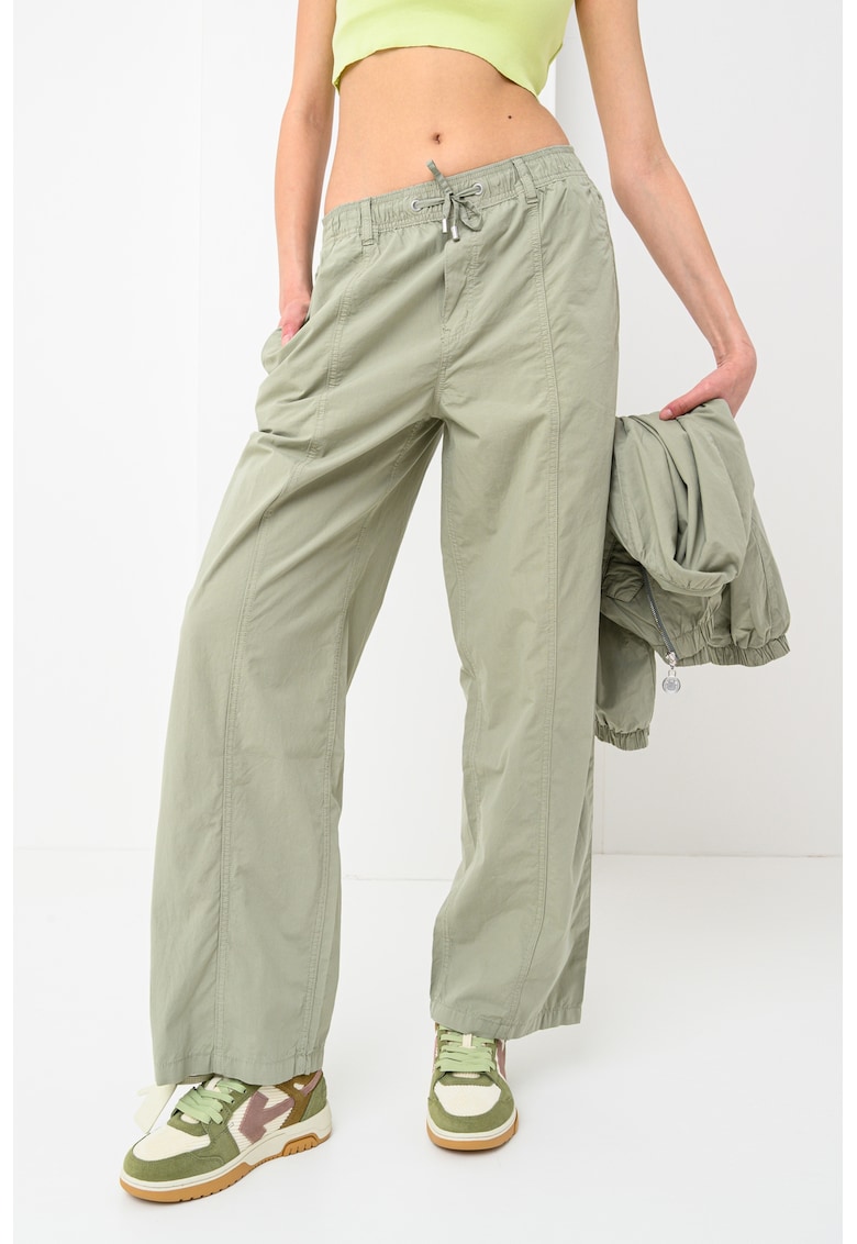 Pantaloni ampli de bumbac cu talie elastica