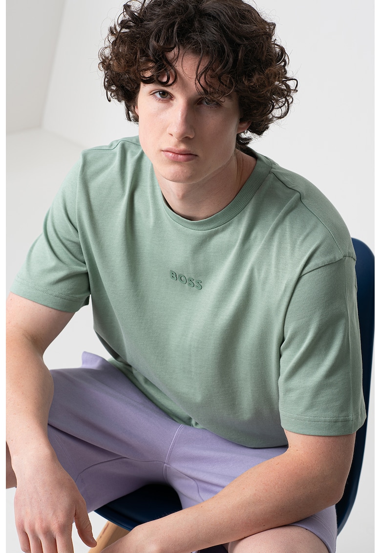 Tricou din bumbac cu logo - Verde