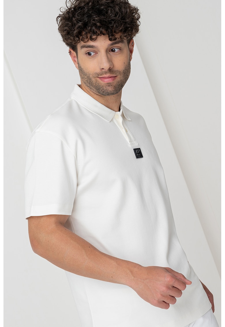 Hugo Tricou polo regular-fit de bumbac Deabono - Alb murdar