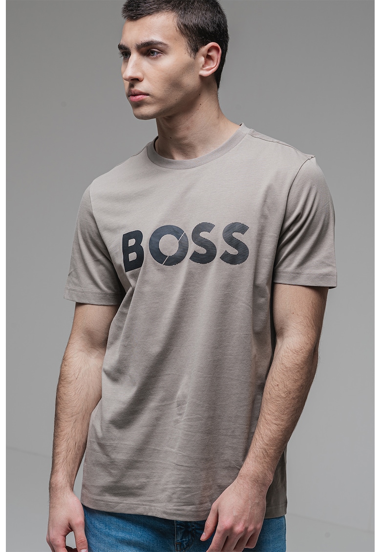 Tricou cu imprimeu logo - Negru/Gri inchis