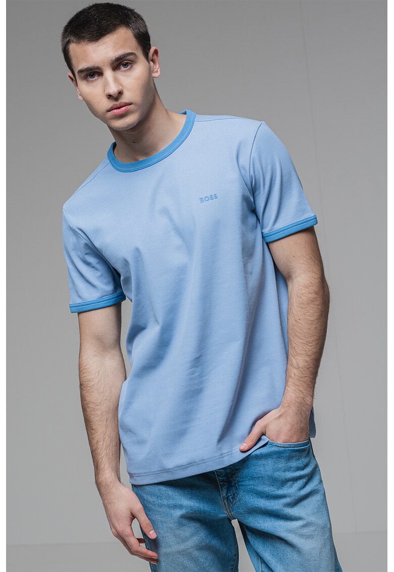 Tricou din amestec de bumbac cu decolteu la baza gatului