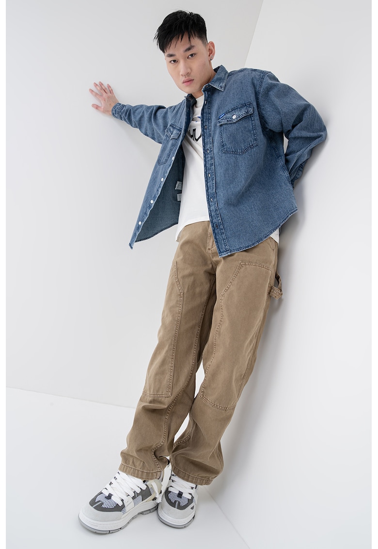 Camasa din chambray cu buzunare pe piept