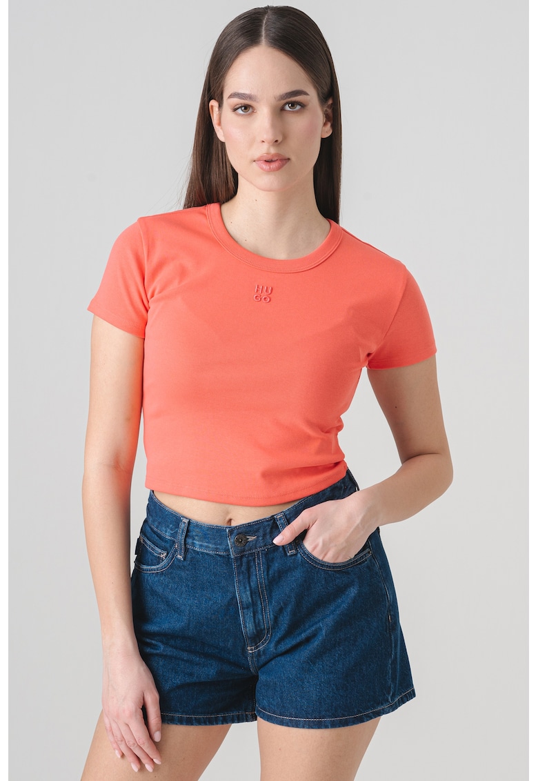 Tricou crop cu croiala slim-fit Delanor