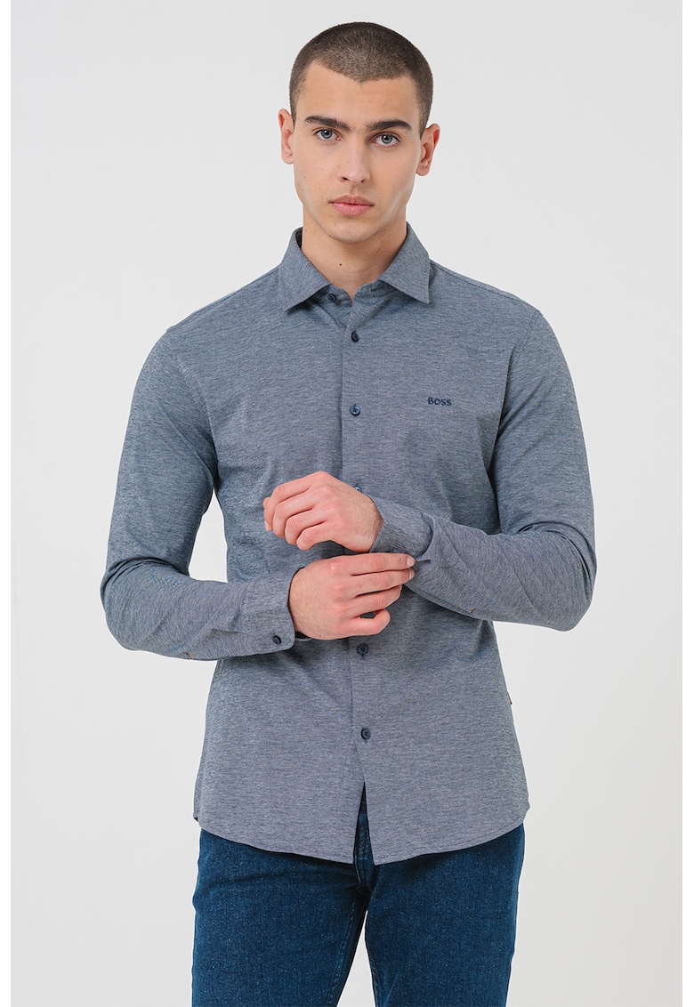 Camasa cambrata din bumbac cu logo discret Camasa cambrata din bumbac cu logo discret