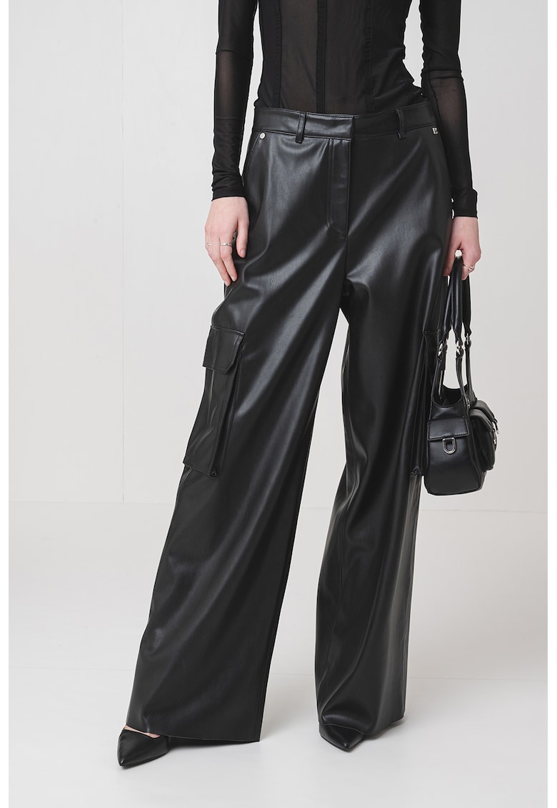 Pantaloni cargo din piele ecologica Haleva