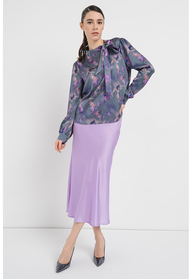 Bluza satinată cu model cu fluturi calenta – lila/roz/gri închis – HUGO Bluza satinată cu model cu fluturi calenta – lila/roz/gri închis – HUGO