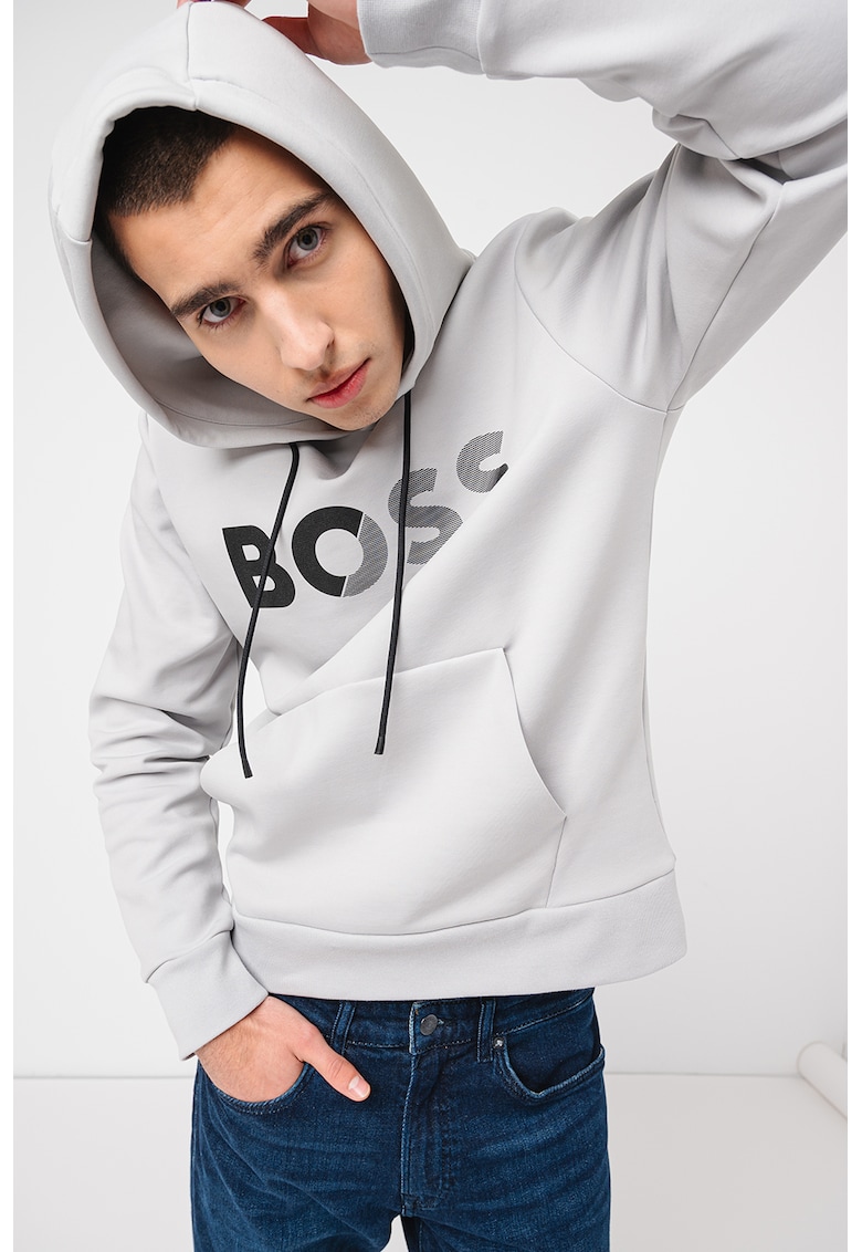 Hanorac cu imprimeu logo si buzunar kangaroo