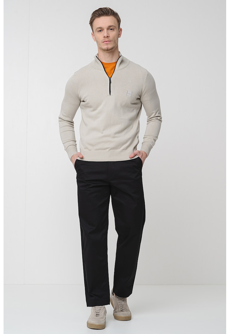 Pulover cu fenta cu fermoar si guler inalt Kanobix