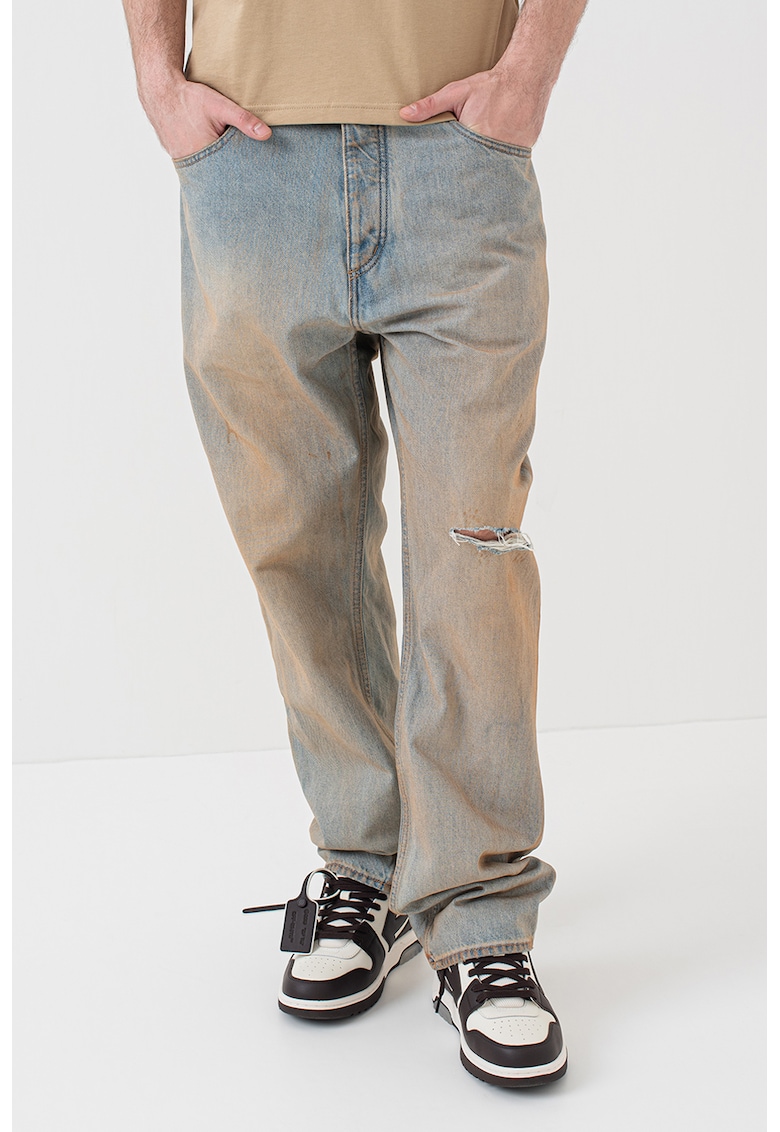 Blugi baggy cu detaliu cu aspect deteriorat Blugi baggy cu detaliu cu aspect deteriorat