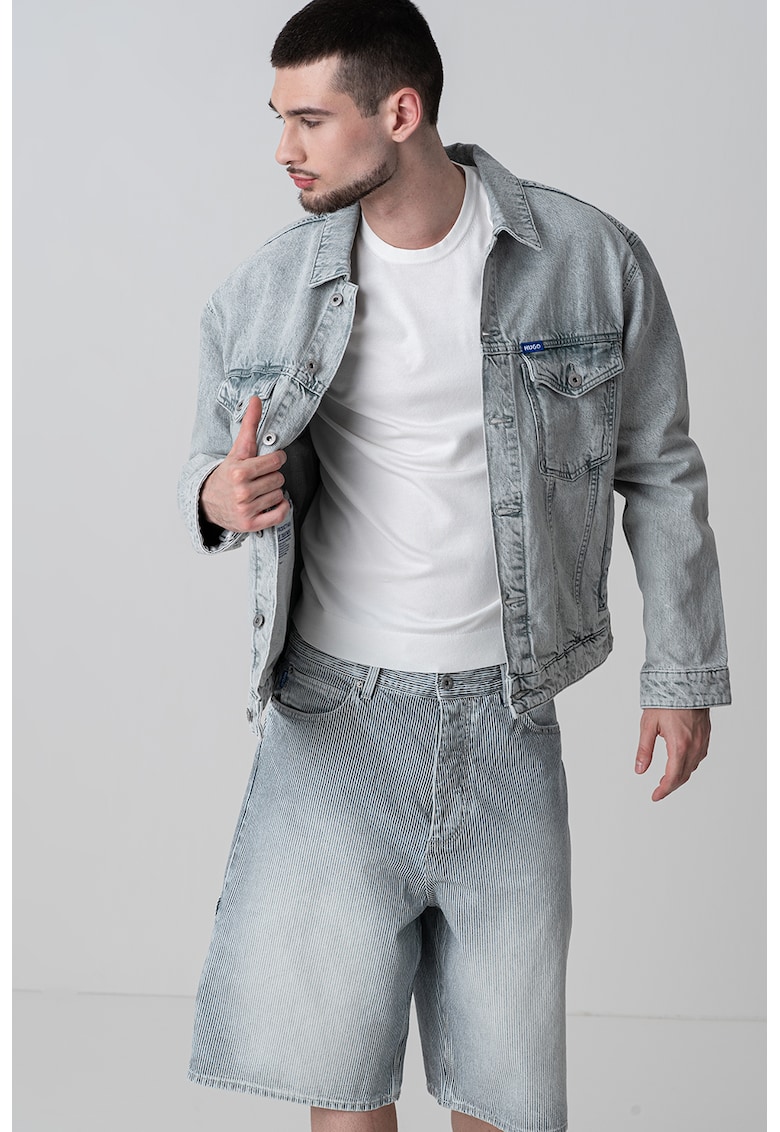 Jacheta din denim cu aplicatie logo