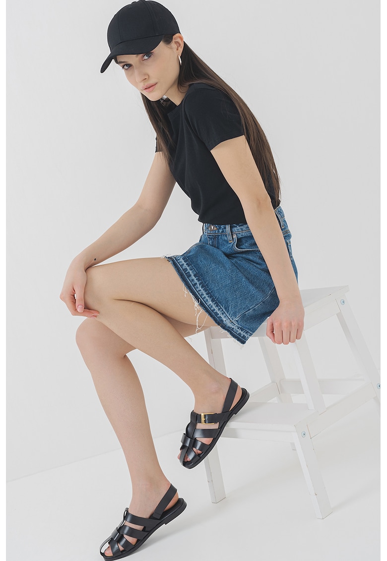 Fusta de denim cu croiala in A Getina