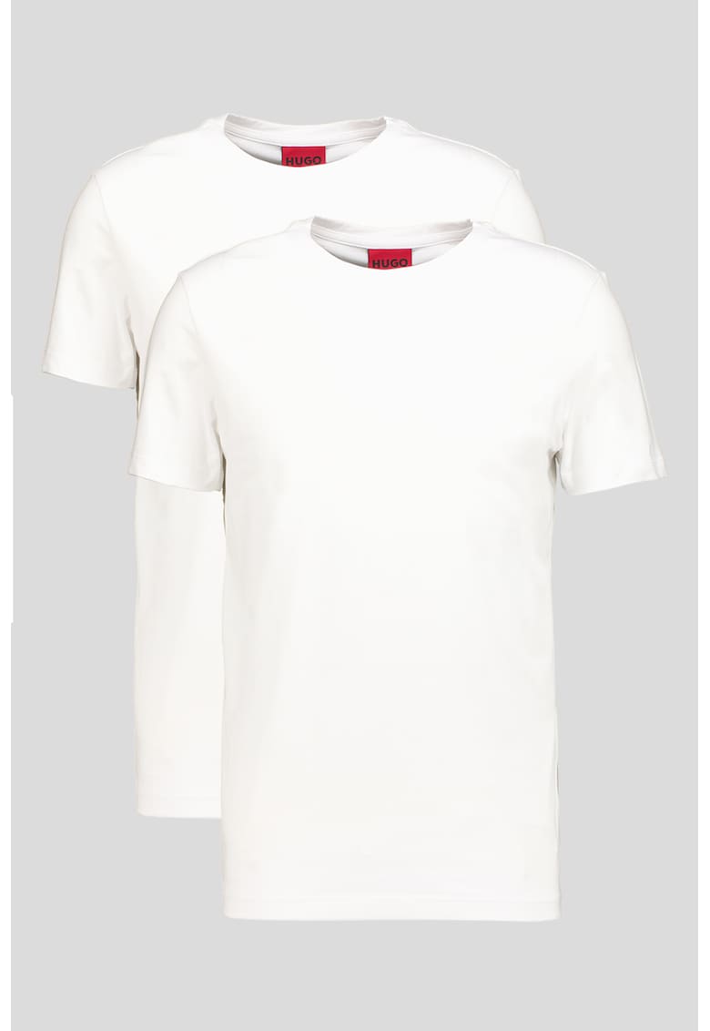 Tricou cu decolteu rotund si logo pe spate - Alb