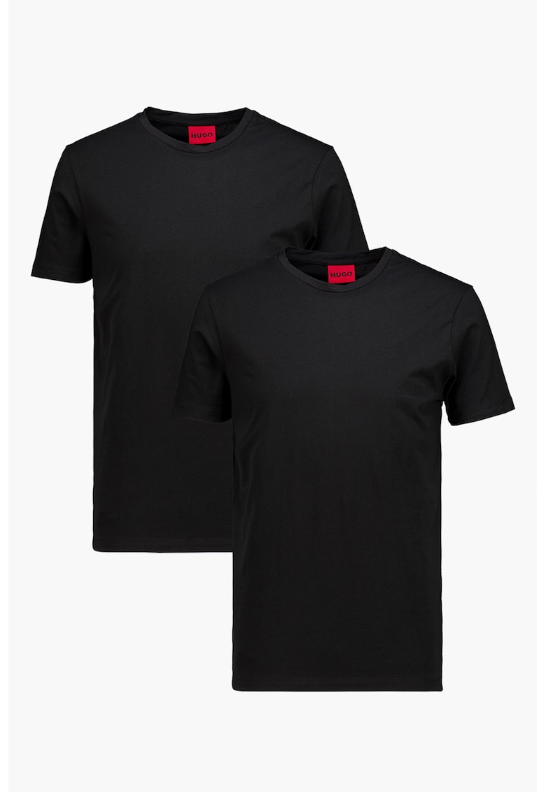 Tricou cu decolteu rotund si logo pe spate - Negru