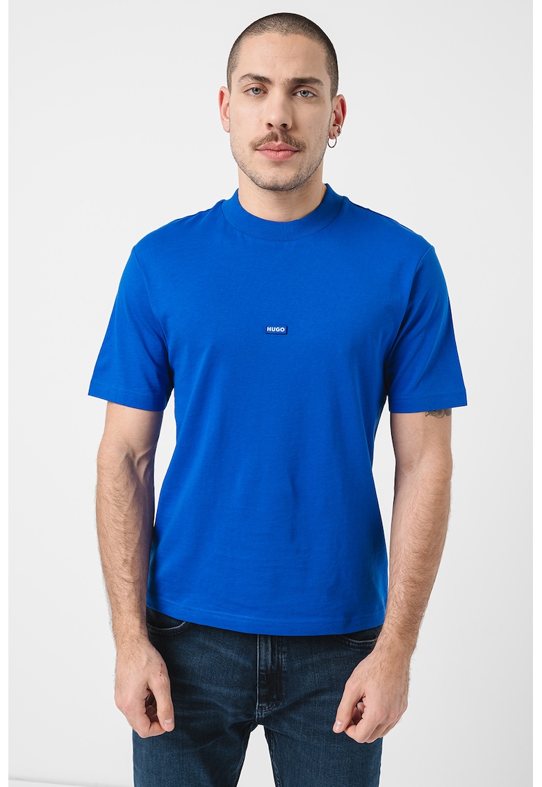 Tricou cu decolteu la baza gatului si logo Nieros - Albastru royal