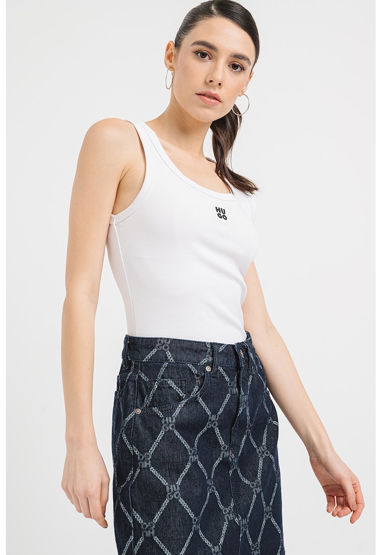 Top slim-fit Datamia - Alb